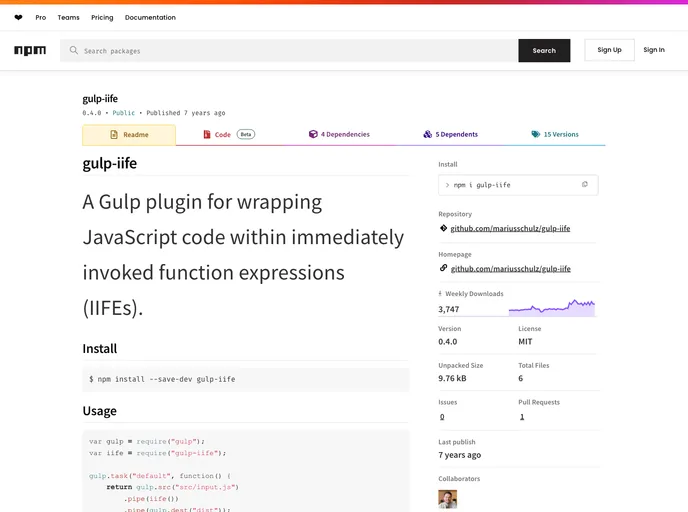 screenshot of Gulp Iife