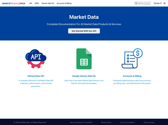 screenshot of Documentation