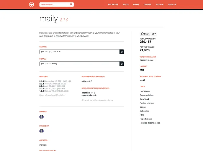 screenshot of Maily