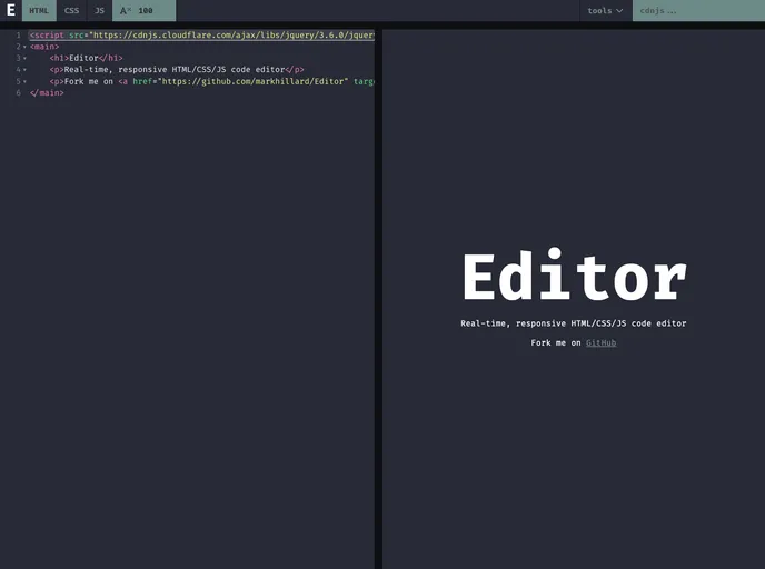 screenshot of Editor