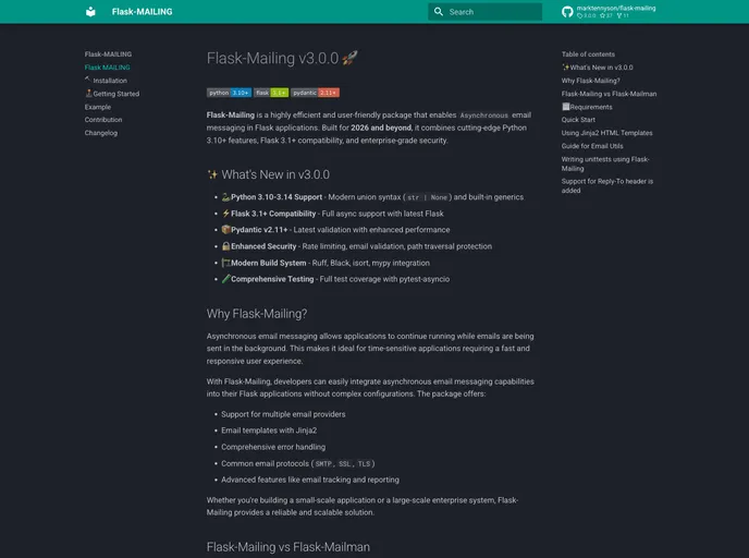 screenshot of Flask Mailing