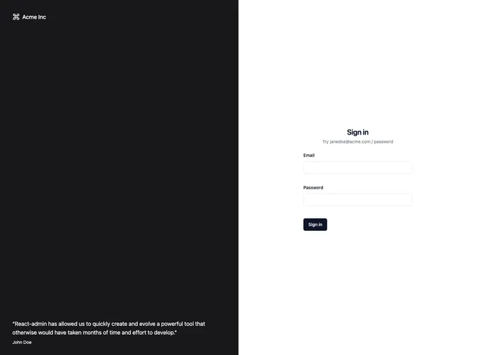 screenshot of Ra Shadcn Demo