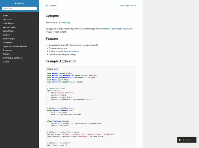 screenshot of Apispec