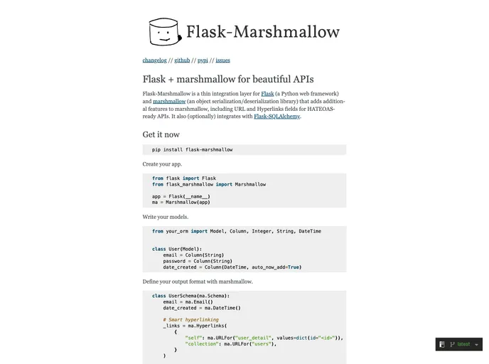 screenshot of Flask Marshmallow