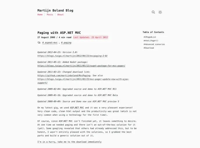 screenshot of MvcPaging