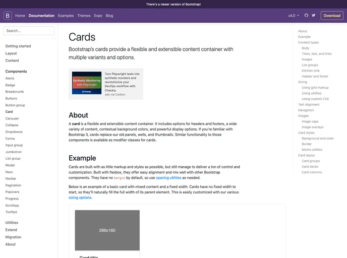 screenshot of Bootstrap 3 Card