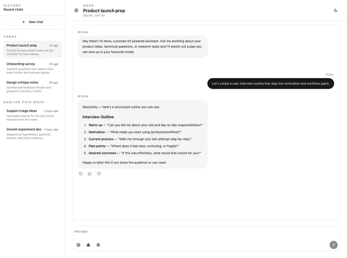 Astro Vercel SDK AI Chatbot screenshot