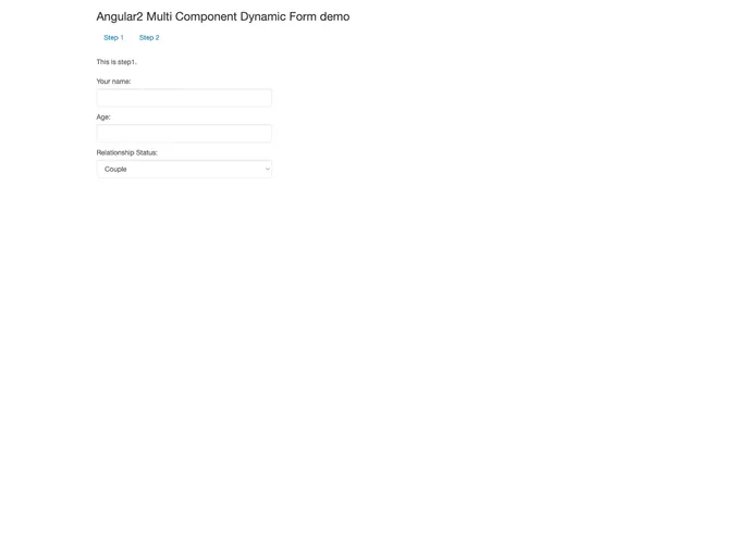 screenshot of Angular2 Multicomponent Form