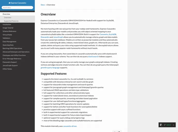 screenshot of Express Cassandra