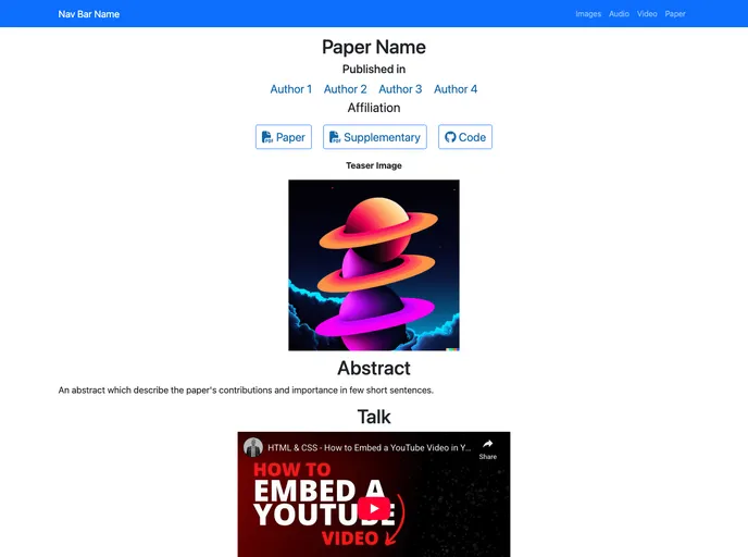 Academic Webpage Template screenshot