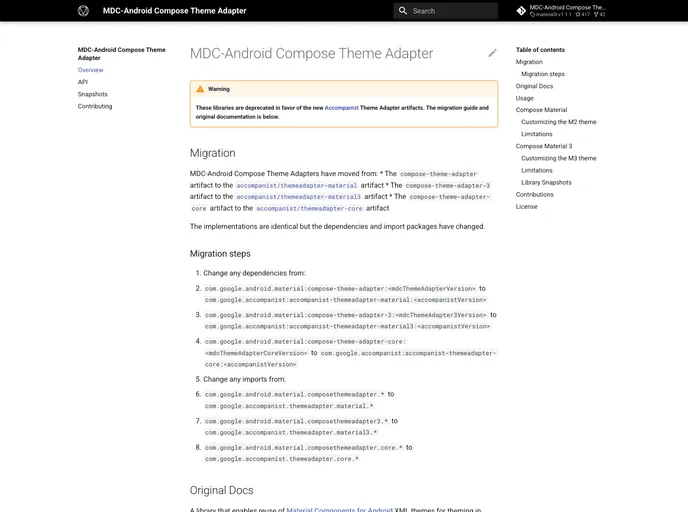 screenshot of Material Components Android Compose Theme Adapter