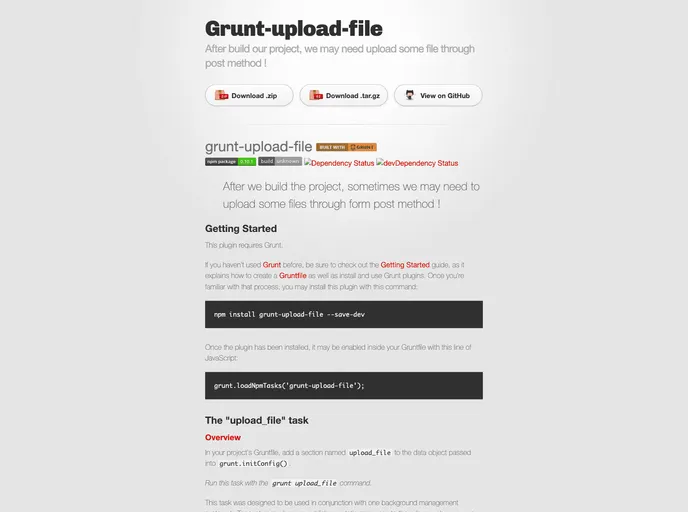 screenshot of Grunt Upload File
