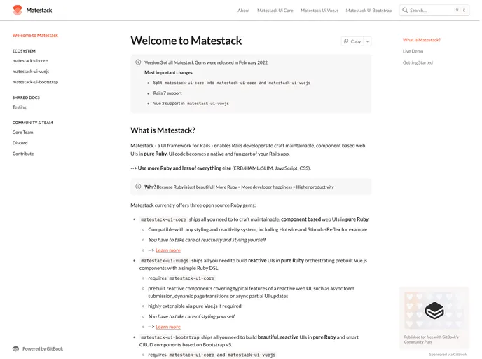 screenshot of Matestack UI Core