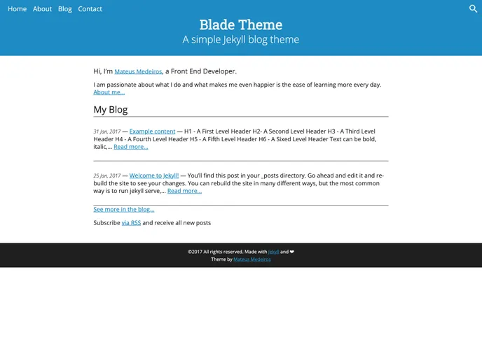 screenshot of Blade Theme