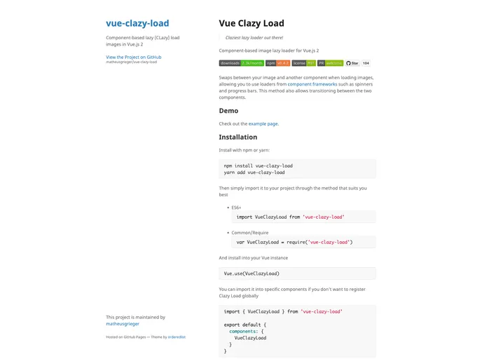 screenshot of Vue Clazy Load