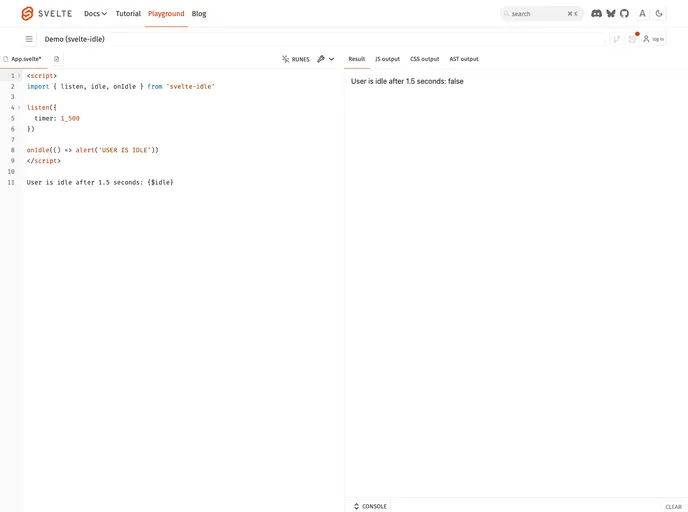 screenshot of Svelte Idle