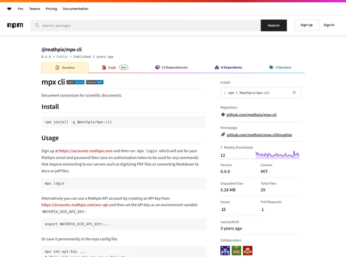 screenshot of Mpx Cli
