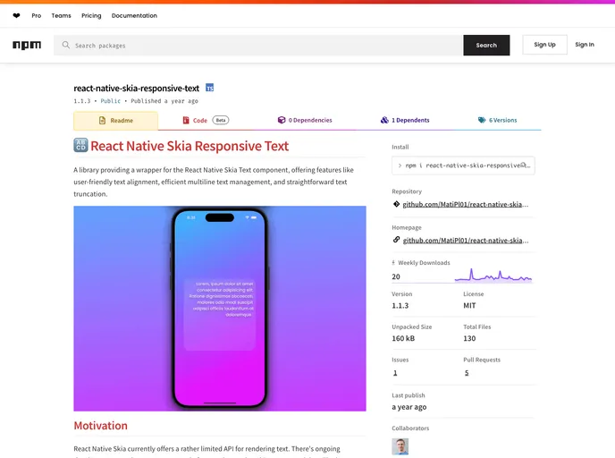 screenshot of React Native Skia Responsive Text
