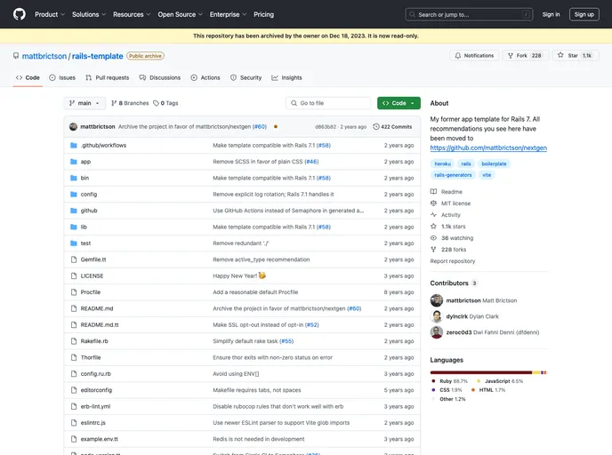 screenshot of Rails Starter