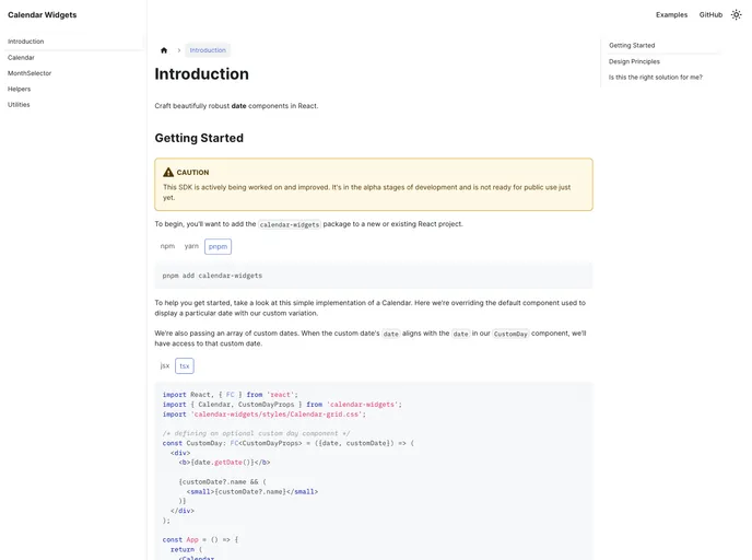 screenshot of Calendar Widgets