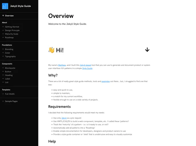 screenshot of Project JekyllStyleguide