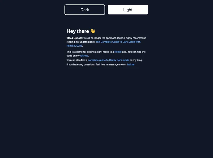 screenshot of Remix Dark Mode