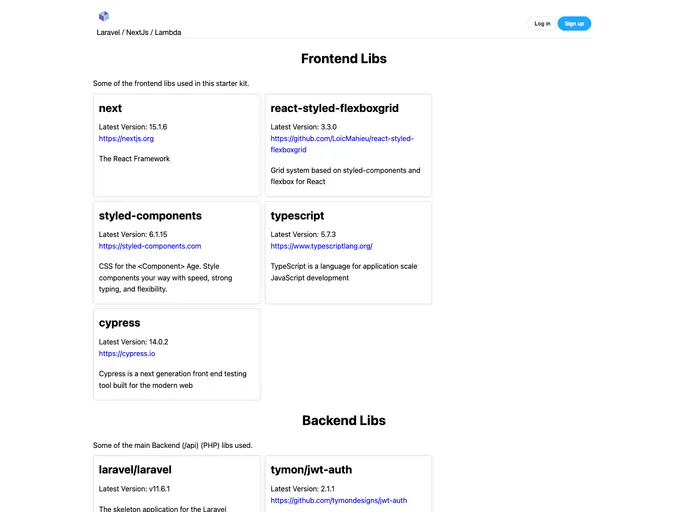 screenshot of Laravel Next Serverless