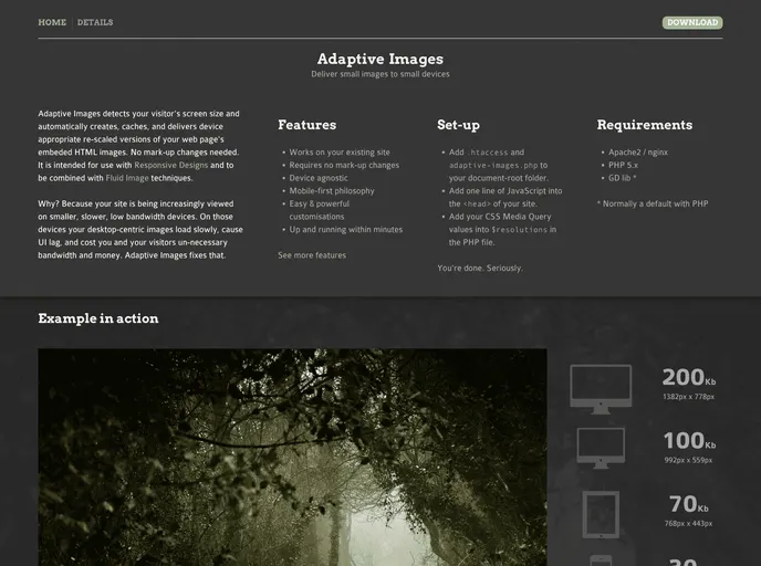 screenshot of Adaptive Images