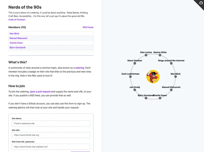 screenshot of Webring