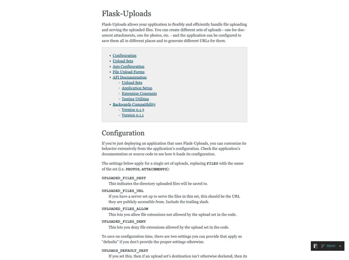screenshot of Flask Uploads