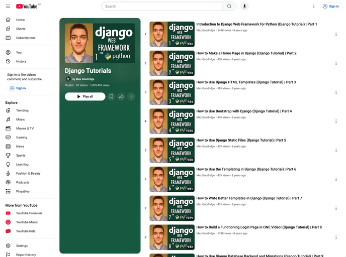 screenshot of Django Tutorials