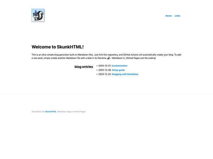 screenshot of Skunk Html