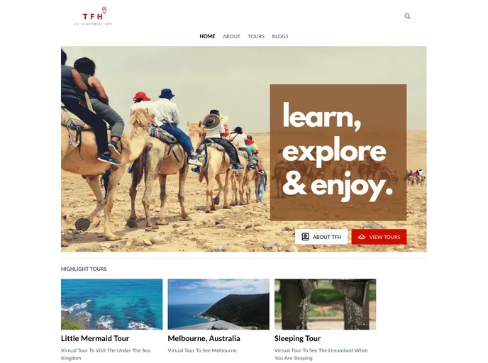 screenshot of Tours Nuxt Full Static