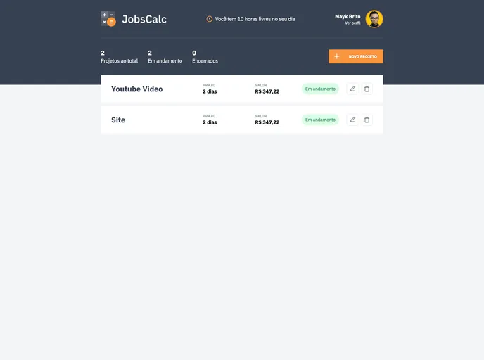 screenshot of Jobscalc Svelte Tailwindcss