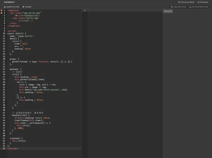 Vue2react