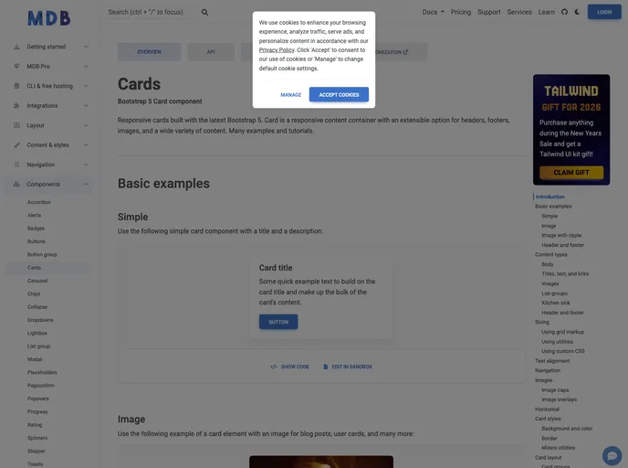 screenshot of Bootstrap Cards