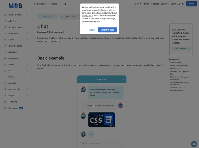 screenshot of Bootstrap Chat