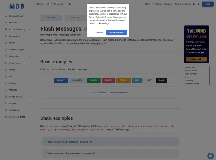 screenshot of Bootstrap Flash Messages