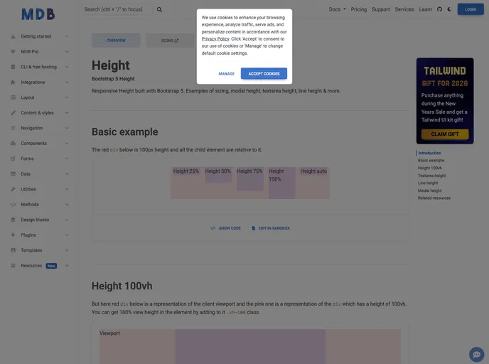 screenshot of Bootstrap Height