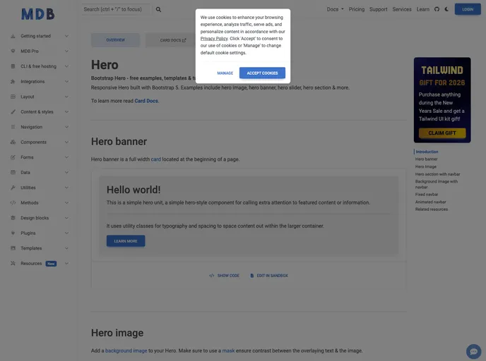 screenshot of Bootstrap Hero