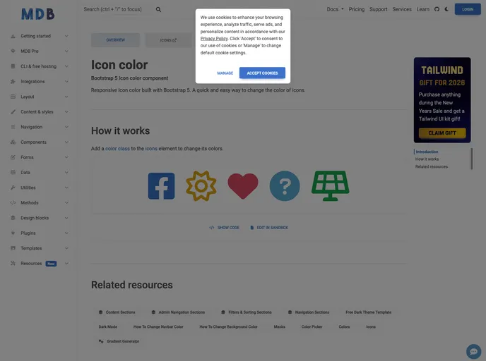 screenshot of Bootstrap Icon Color