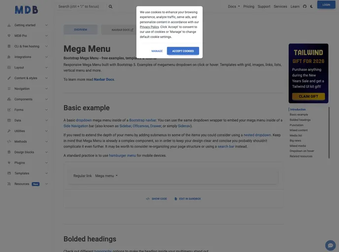 screenshot of Bootstrap Mega Menu