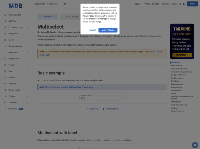 screenshot of Bootstrap Multiselects