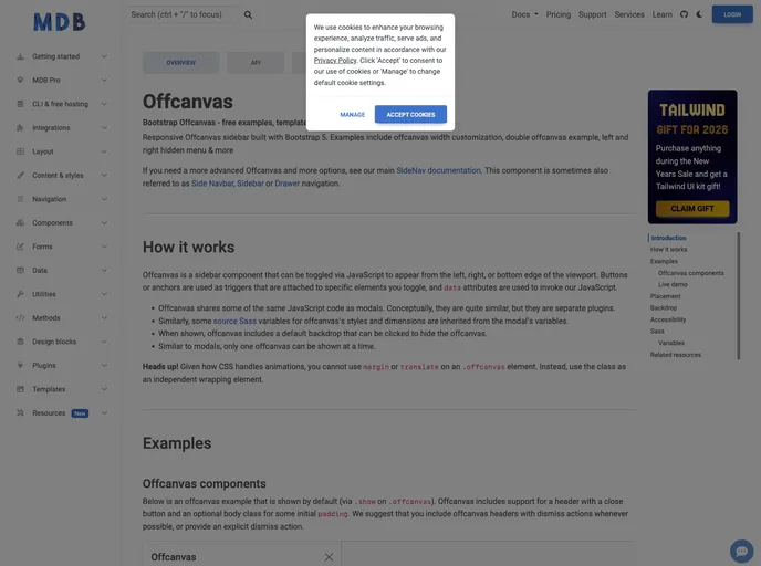 screenshot of Bootstrap Offcanvas