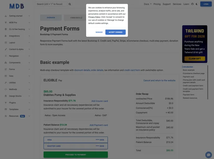 screenshot of Bootstrap Payment Forms