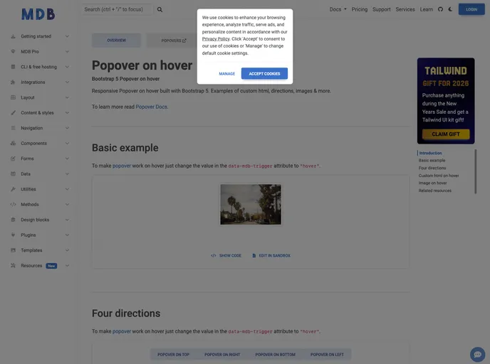 screenshot of Bootstrap Popover On Hover