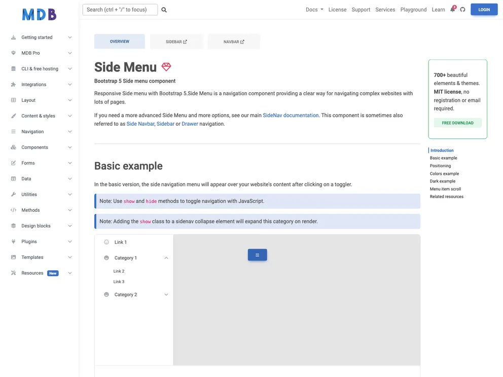 Bootstrap Side Menu