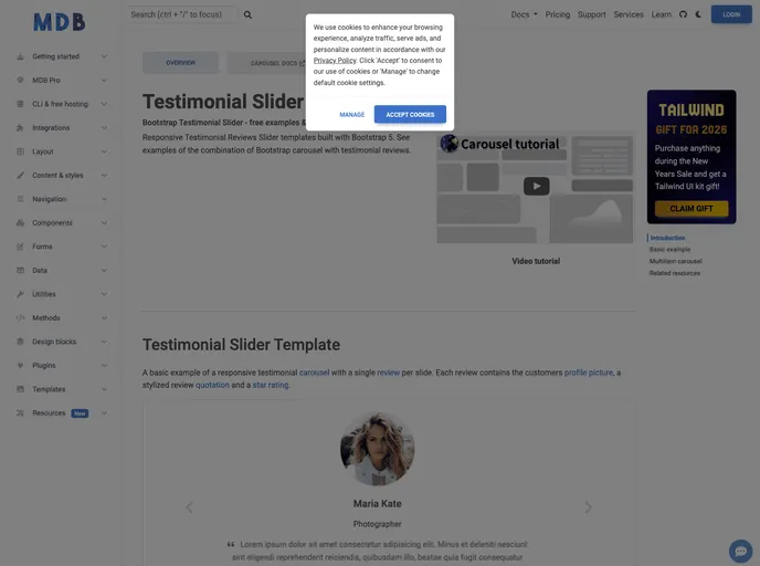 screenshot of Bootstrap Testimonial Slider