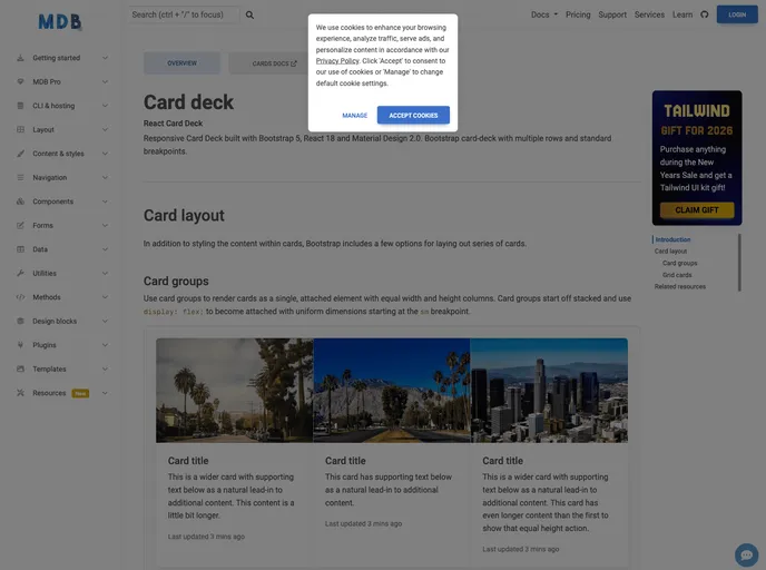 screenshot of React Card Deck