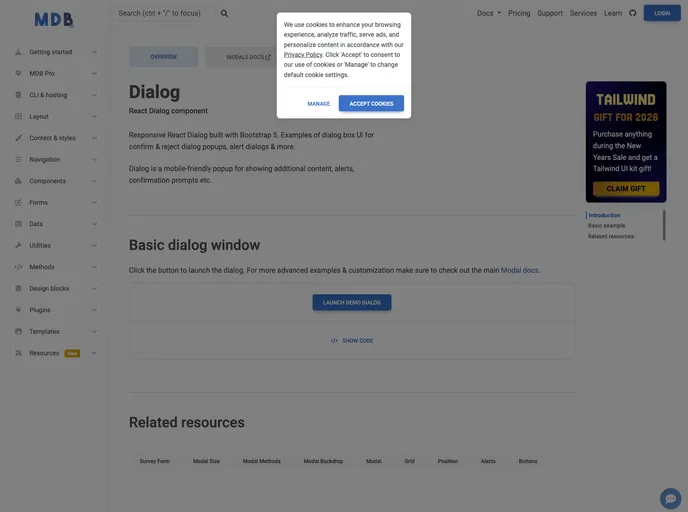 screenshot of React Dialog